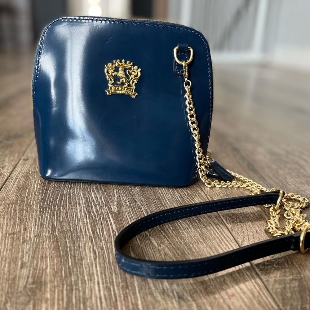 Pratesi Firenze blue patent leather purse